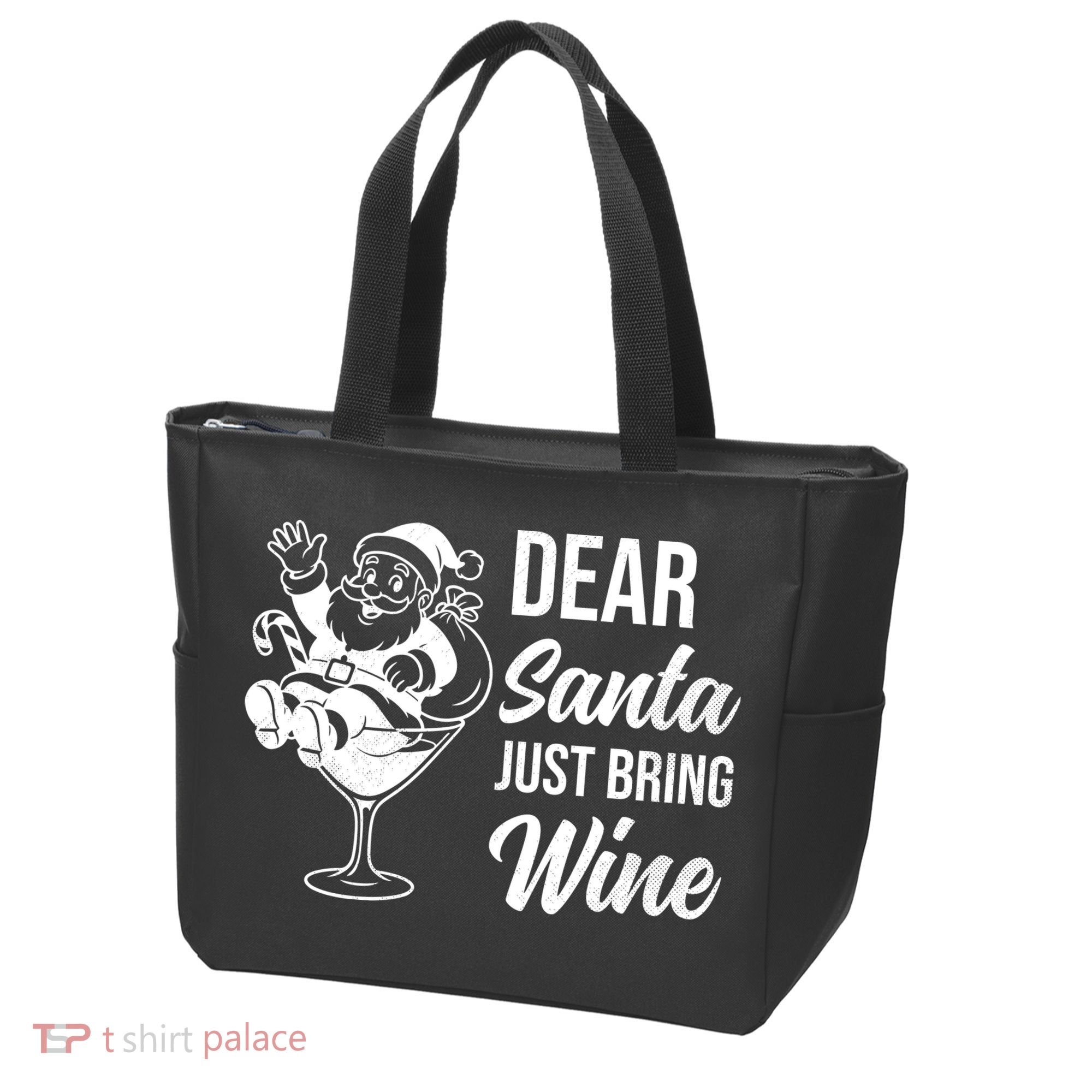 Dear Santa Just Bring Wine Christmas Tote Bag