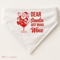 Dear Santa Just Bring Wine Christmas USA-Made Doggie Bandana thumb 0