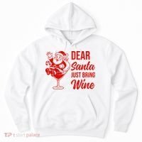Dear Santa Just Bring Wine Christmas Hoodie thumb 0