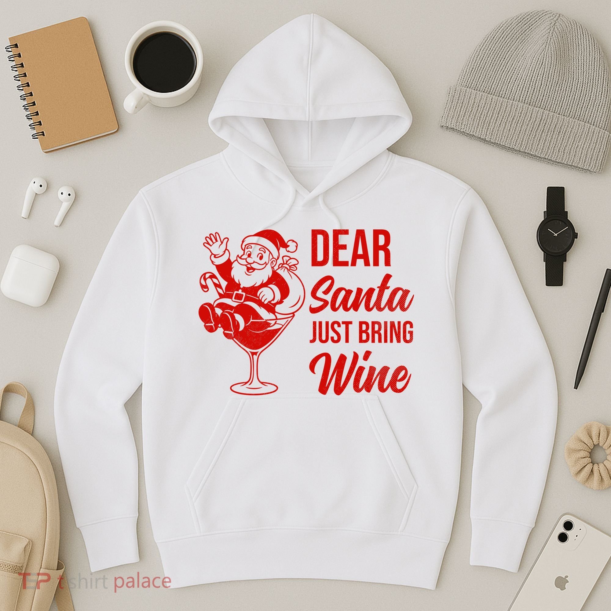 Dear Santa Just Bring Wine Christmas Hoodie