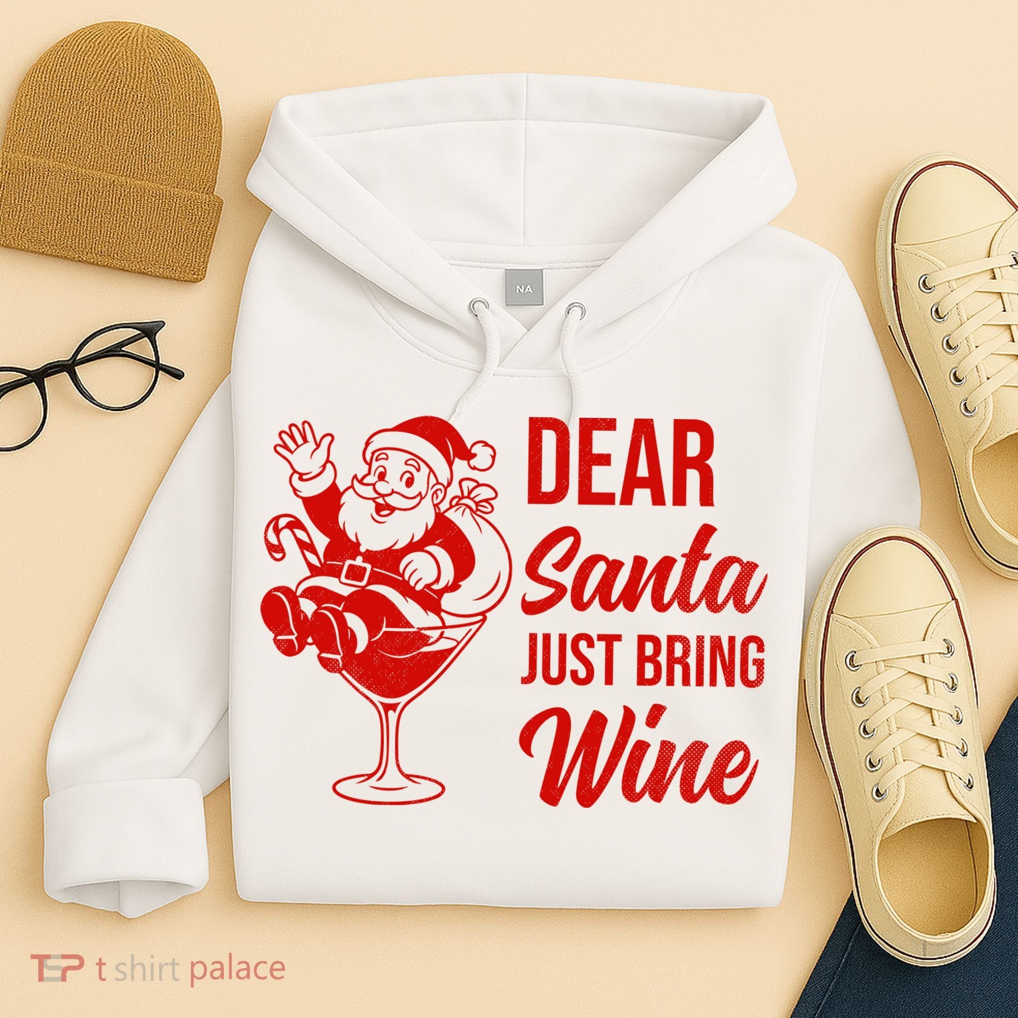 Dear Santa Just Bring Wine Christmas Hoodie
