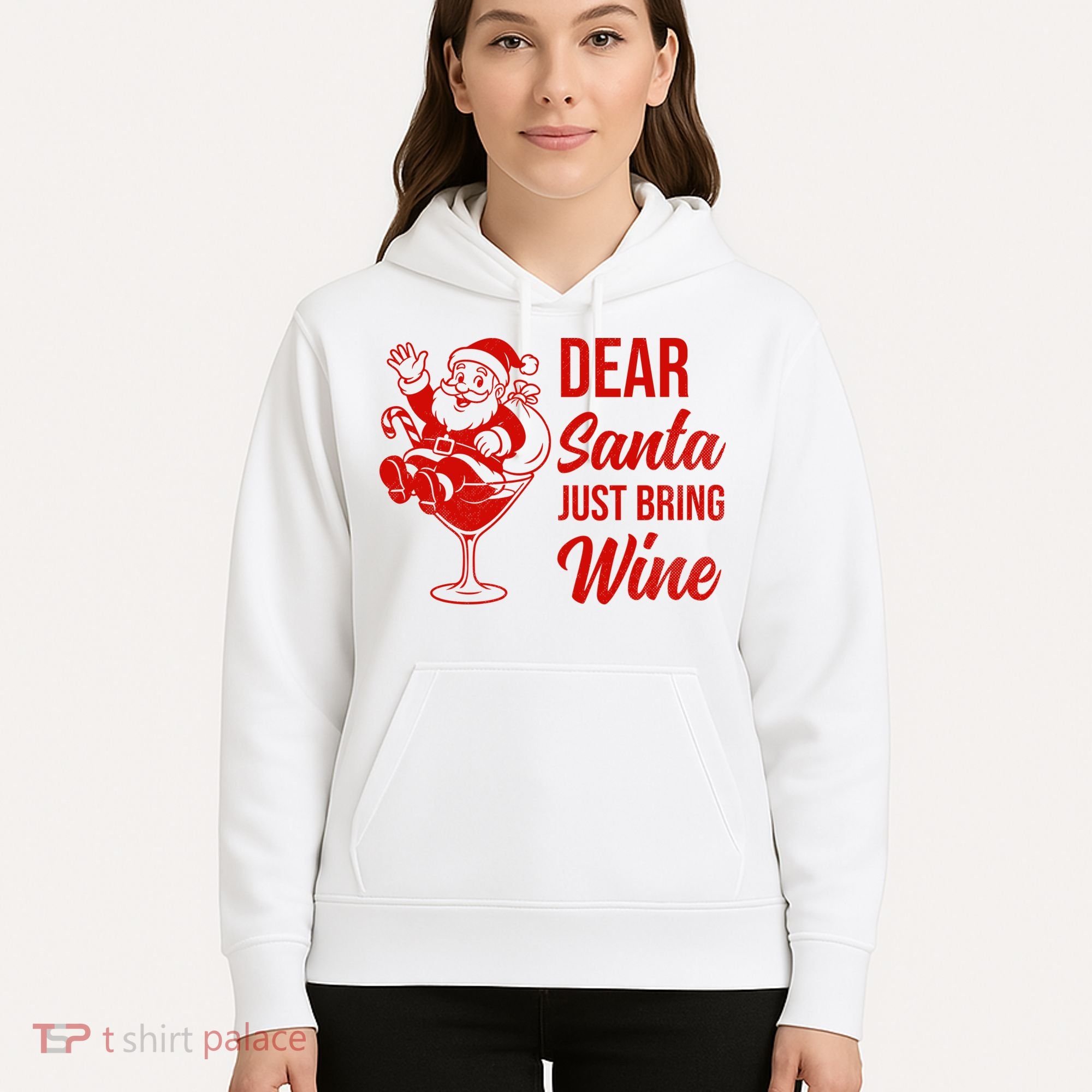 Dear Santa Just Bring Wine Christmas Hoodie