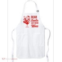 Dear Santa Just Bring Wine Christmas Apron thumb 0