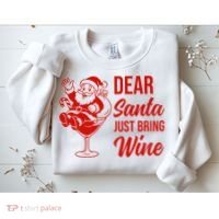 Dear Santa Just Bring Wine Christmas Sweatshirt thumb 2