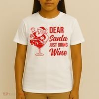 Dear Santa Just Bring Wine Christmas T-Shirt thumb 4