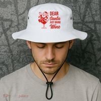 Dear Santa Just Bring Wine Christmas Bucket Hat thumb 2