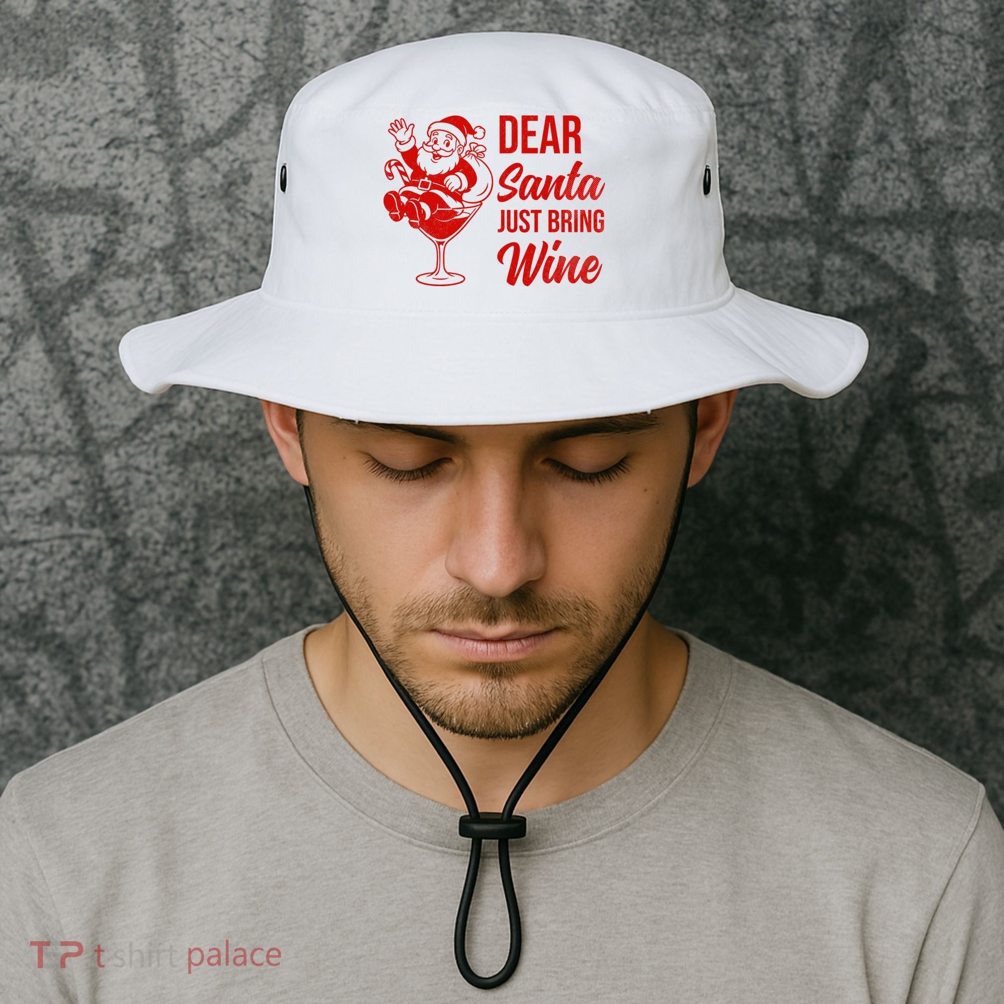 Dear Santa Just Bring Wine Christmas Bucket Hat