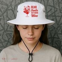 Dear Santa Just Bring Wine Christmas Bucket Hat thumb 3