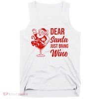 Dear Santa Just Bring Wine Christmas Tank Top thumb 0