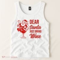 Dear Santa Just Bring Wine Christmas Tank Top thumb 2