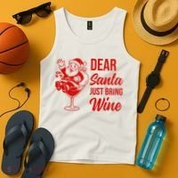 Dear Santa Just Bring Wine Christmas Tank Top thumb 4
