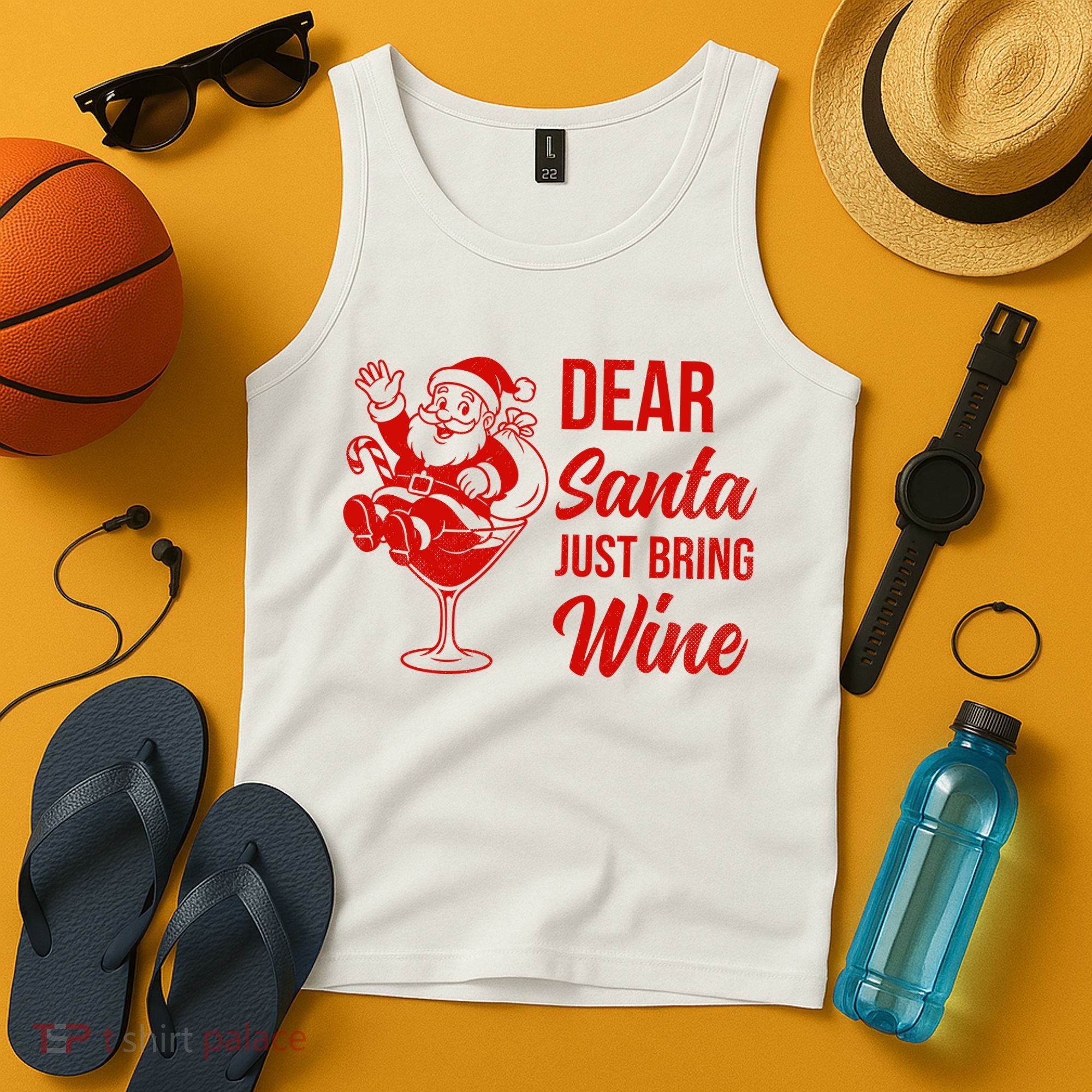 Dear Santa Just Bring Wine Christmas Tank Top
