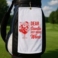 Dear Santa Just Bring Wine Christmas Golf Towel thumb 2