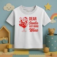 Dear Santa Just Bring Wine Christmas Toddler T-Shirt thumb 3