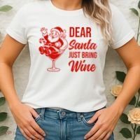 Dear Santa Just Bring Wine Christmas Women's T-Shirt thumb 2