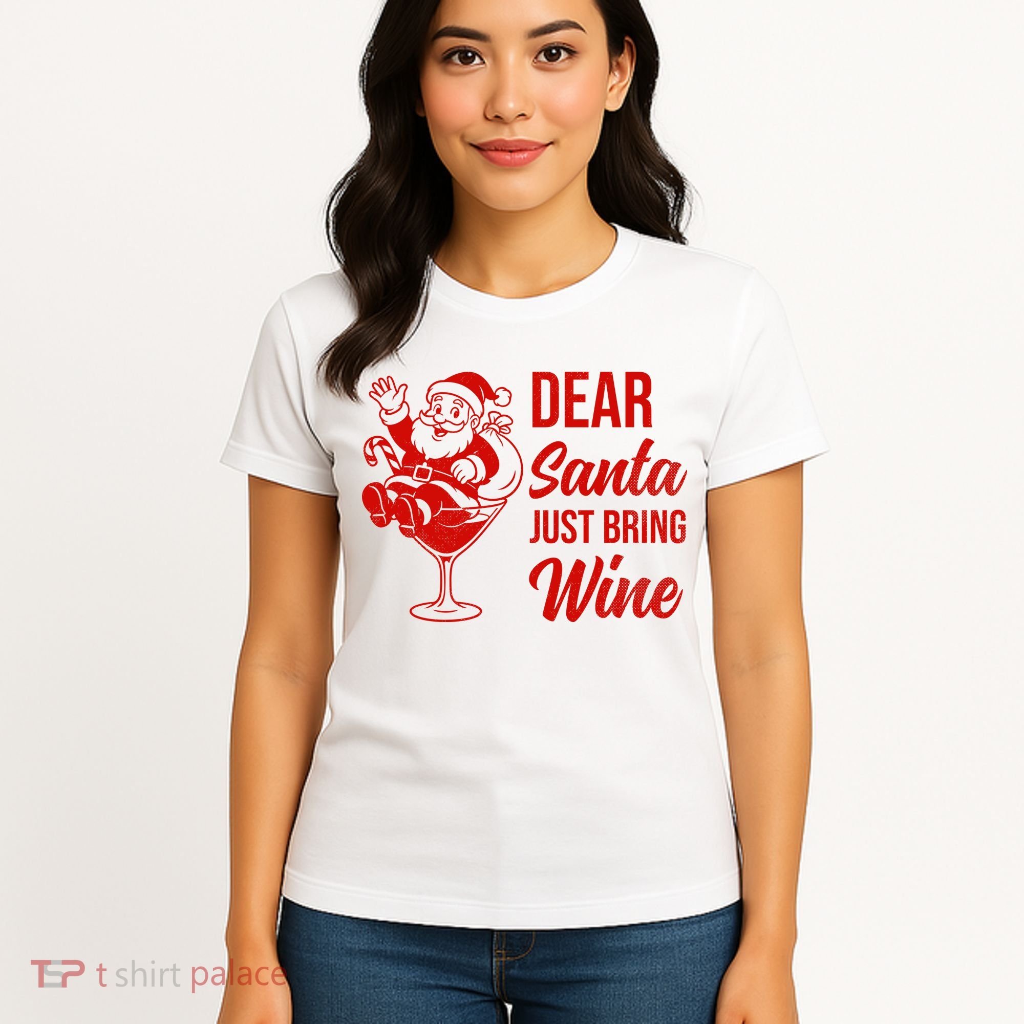 Dear Santa Just Bring Wine Christmas Women's T-Shirt