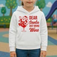 Dear Santa Just Bring Wine Christmas Kids Hoodie thumb 3