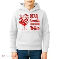 Dear Santa Just Bring Wine Christmas Kids Hoodie thumb 4
