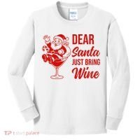 Dear Santa Just Bring Wine Christmas Kids Long Sleeve Shirt thumb 0