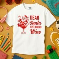 Dear Santa Just Bring Wine Christmas Kids T-Shirt thumb 3