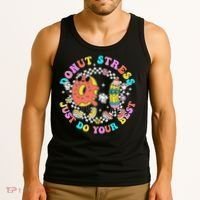Donut Stress Just Do Your Best Test Day Student Teacher Tank Top thumb 3