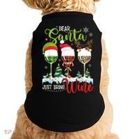 Dear Santa Just Bring Wine Funny Christmas Wine Glasses Doggie Tank thumb 0