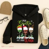 Dear Santa Just Bring Wine Funny Christmas Wine Glasses Hoodie thumb 4