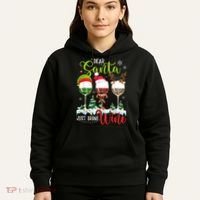 Dear Santa Just Bring Wine Funny Christmas Wine Glasses Hoodie thumb 5