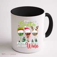 Dear Santa Just Bring Wine Funny Christmas Wine Glasses Coffee Mug thumb 1
