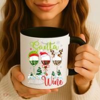 Dear Santa Just Bring Wine Funny Christmas Wine Glasses Coffee Mug thumb 3