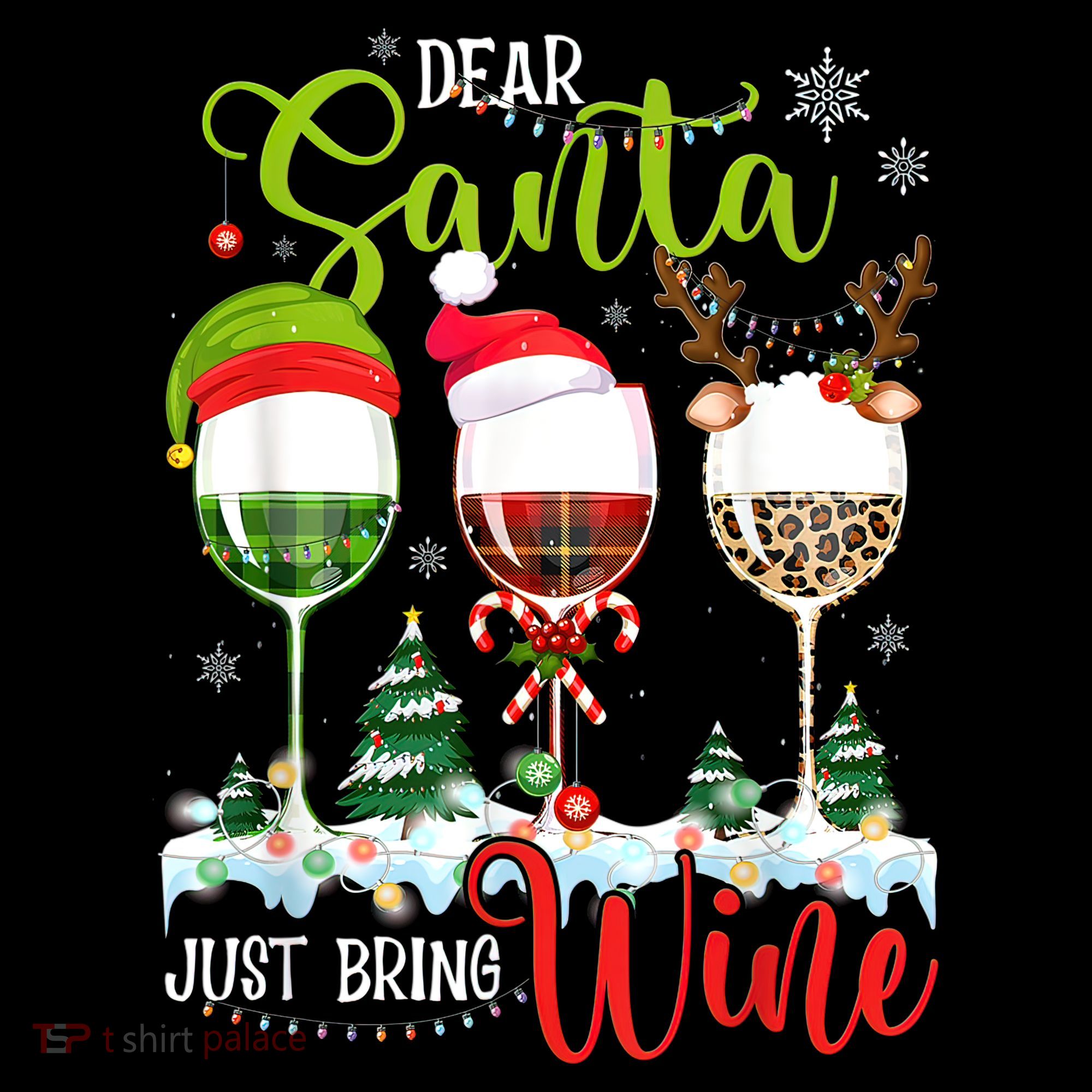 Dear Santa Just Bring Wine Funny Christmas Wine Glasses Coffee Mug