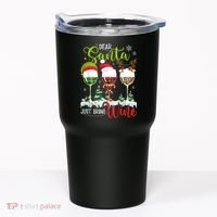 Dear Santa Just Bring Wine Funny Christmas Wine Glasses Tumbler thumb 0