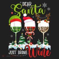 Dear Santa Just Bring Wine Funny Christmas Wine Glasses Tumbler thumb 3