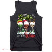 Dear Santa Just Bring Wine Funny Christmas Wine Glasses Tank Top thumb 0