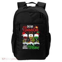 Dear Santa Just Bring Wine Funny Christmas Wine Glasses Gift Backpack thumb 0