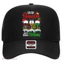 Dear Santa Just Bring Wine Funny Christmas Wine Glasses Gift Hat thumb 0