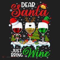 Dear Santa Just Bring Wine Funny Christmas Wine Glasses Gift Golf Towel thumb 3