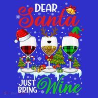 Dear Santa Just Bring Wine Funny Christmas Wine Glasses Gift Women's Tank Top thumb 5