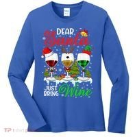 Dear Santa Just Bring Wine Funny Christmas Wine Glasses Gift Women's Long Sleeve Shirt thumb 0