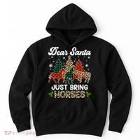 Dear Santa Just Bring Horses ELF Santa Leopard Christmas Hoodie thumb 0