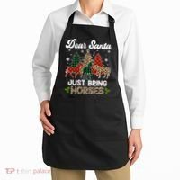 Dear Santa Just Bring Horses ELF Santa Leopard Christmas Apron thumb 2