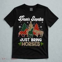 Dear Santa Just Bring Horses ELF Santa Leopard Christmas T-Shirt thumb 5