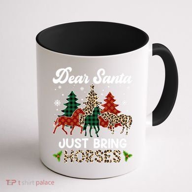 Dear Santa Just Bring Horses ELF Santa Leopard Christmas Coffee Mug back