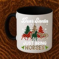 Dear Santa Just Bring Horses ELF Santa Leopard Christmas Coffee Mug thumb 2