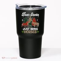 Dear Santa Just Bring Horses ELF Santa Leopard Christmas Tumbler thumb 0