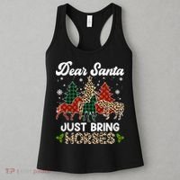 Dear Santa Just Bring Horses ELF Santa Leopard Christmas Women's Tank Top thumb 3
