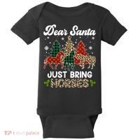 Dear Santa Just Bring Horses ELF Santa Leopard Christmas Baby Bodysuit thumb 0