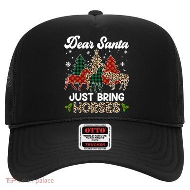 Dear Santa Just Bring Horses ELF Santa Leopard Christmas Hat