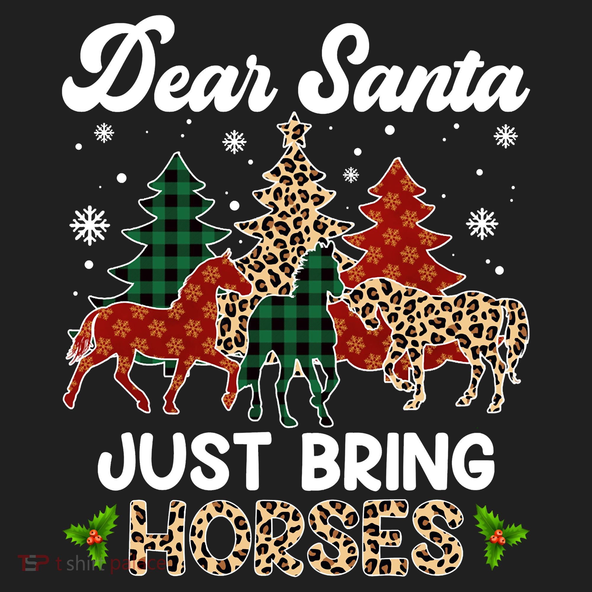 Dear Santa Just Bring Horses ELF Santa Leopard Christmas Hat