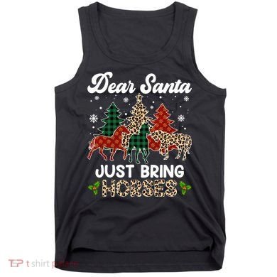 Dear Santa Just Bring Horses ELF Santa Leopard Christmas Tank Top